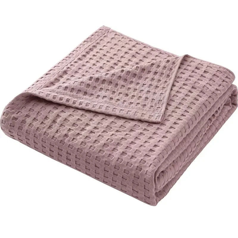 Cotton Waffle Weave Blanket for Spring Summer Ultra Soft Waffle Weave King Blanket for Bed Thin Lightweight Breathable