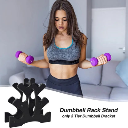 Weight Rack for Dumbbells 3 Tier, PP Dumbell Rack Compact Weight Holders for Free Weights Small Weight Storage Rack for Home Gym