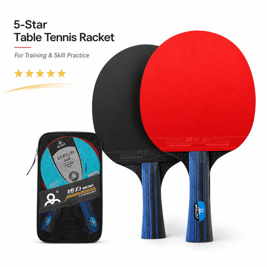 5 stars Table Tennis Rackets Professional High Performance Sets with bag Carrying Case Training Pure Solid Wood High Elasticity
