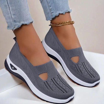 Woman Summer Breathable Mesh Flat Shoes Women Knitted Loafers Elderly Women's Shoes Mom Sneakers Middle-aged Women Casual Shoes