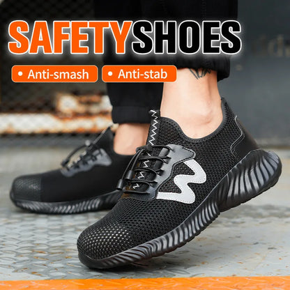 Summer Mesh Safety Shoes For Men Steel Toe Work Shoes Puncture Proof Protective Work Sneakers Man Non-slip Indestructible Shoes