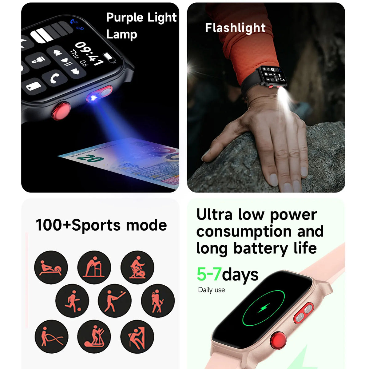 Smart Watch for Men 1.83 inch Screen 100+ Sports Modes Wireless Call Flashlight IP68 Waterproof Sleep Monitoring Sport Smartwat