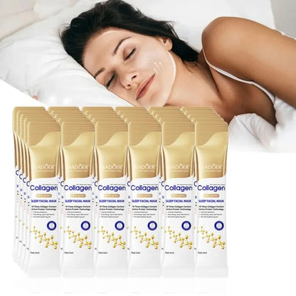 Collagen Anti-Wrinkle Hydrating and Moisturizing Sleep Mask, Collagen Anti-Wrinkle Ampoule Serum, Collagen Multi-Effect Cleansing Soap, Collagen Anti-Chapping Lip Balm, Collagen Skin Moisturizing Cream.