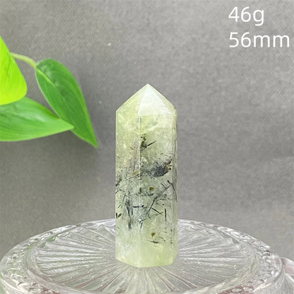 1PC Natural Green Grape Black Hair Crystal Tower Crystal Obelisk for Meditation Chakra Home Decor Magic Gemstone