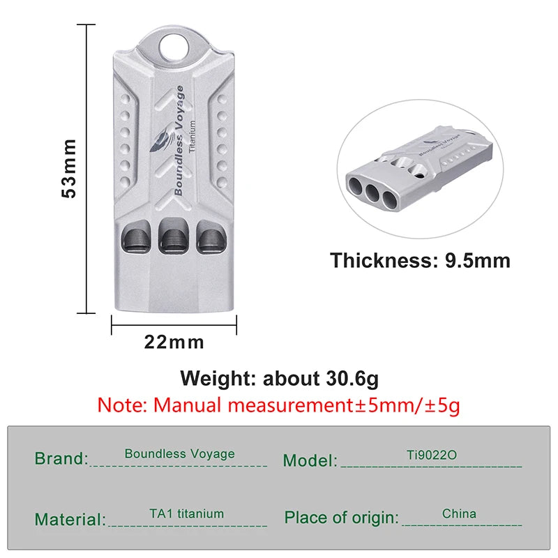 Boundless Voyage Titanium Whistle, Emergency Survival Safety Whistles for Outdoor Camping Hiking Coaches Training Sports