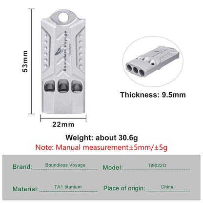 Boundless Voyage Titanium Whistle, Emergency Survival Safety Whistles for Outdoor Camping Hiking Coaches Training Sports