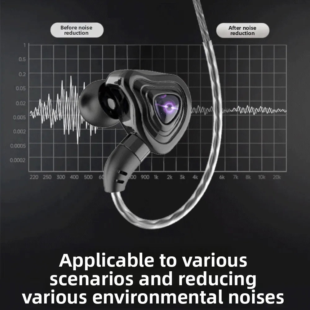 Music Earphones 3.5mm Esports Wired Earphone Elbow HiFi Stereo in Ear Earphones Microphone Surround Bass Wired Headset Running