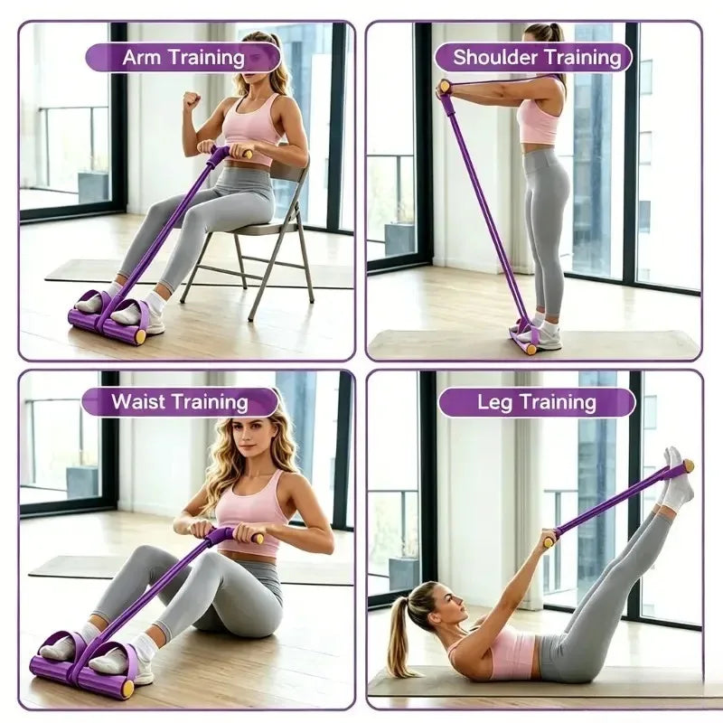 4-Level Resistance Band Tensioner with Non-Slip Handles - Home Fitness Equipment for Abdominal Muscle Training Yoga Abdominal