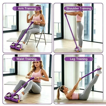 4-Level Resistance Band Tensioner with Non-Slip Handles - Home Fitness Equipment for Abdominal Muscle Training Yoga Abdominal