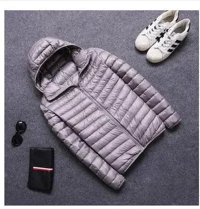 Thin Lightweight Cotton-padded Cropped Jacket Men's Autumn/winter New Style Trendy Stand Collar Youth Ultra-thin Coat