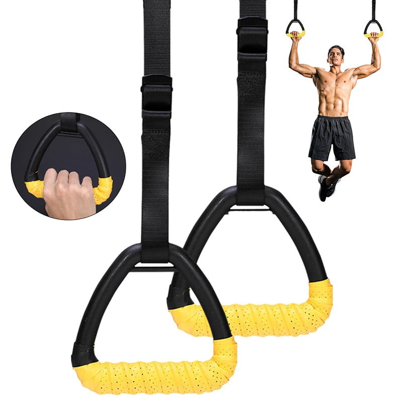 2M Fitness Gymnastic Rings Pull Up Handle Rings With Adjustable Strap For Adult Pull Up Ring Workout Equipment Strength Training