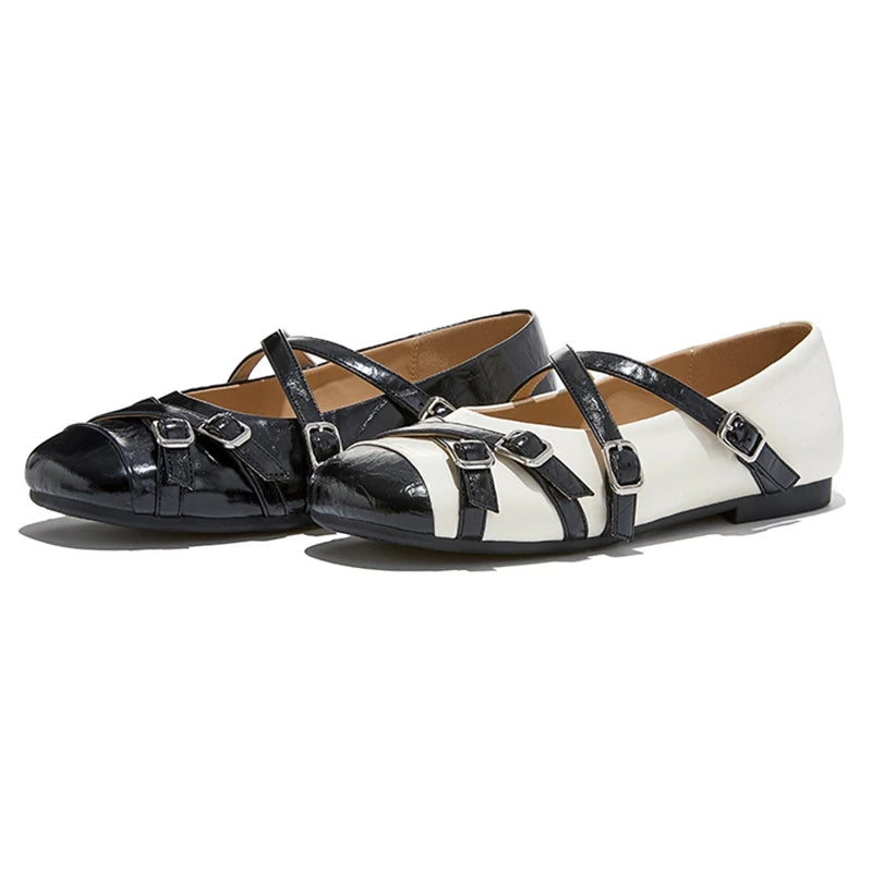 2026 New Women's Mary Jane Shoes Stylish Cross-Strap Flat Shoes Women Comfortable Ballet Frail Shoes for Spring and Autumn