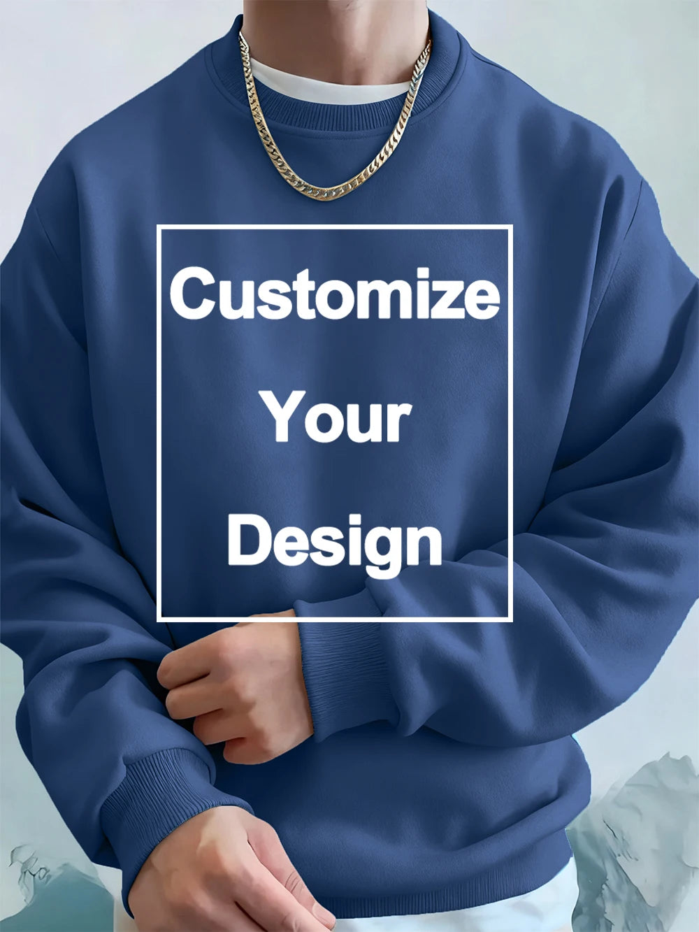 Winter Custom Mens Sweatshirts Crewneck Hoodies DIY Logo/Graphic Tops Street Fleece Warm Loose Pullovers Casual Men's Clothes