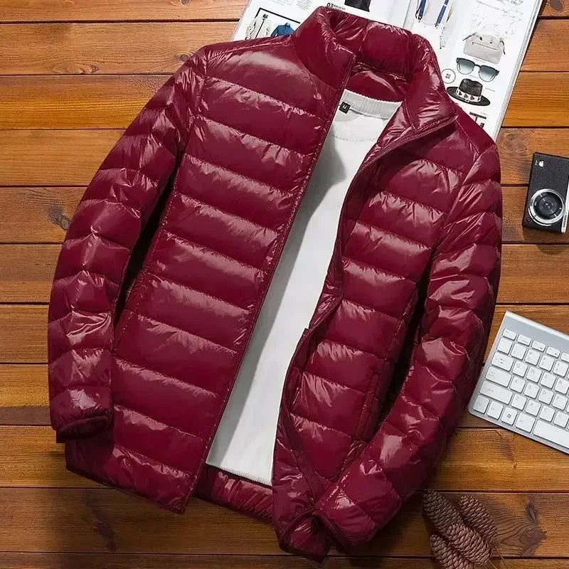 Thin Lightweight Cotton-padded Cropped Jacket Men's Autumn/winter New Style Trendy Stand Collar Youth Ultra-thin Coat