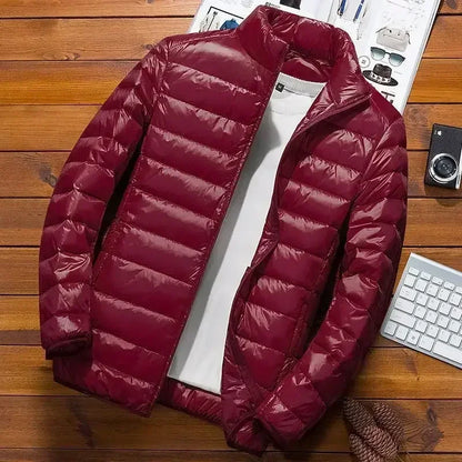 Thin Lightweight Cotton-padded Cropped Jacket Men's Autumn/winter New Style Trendy Stand Collar Youth Ultra-thin Coat