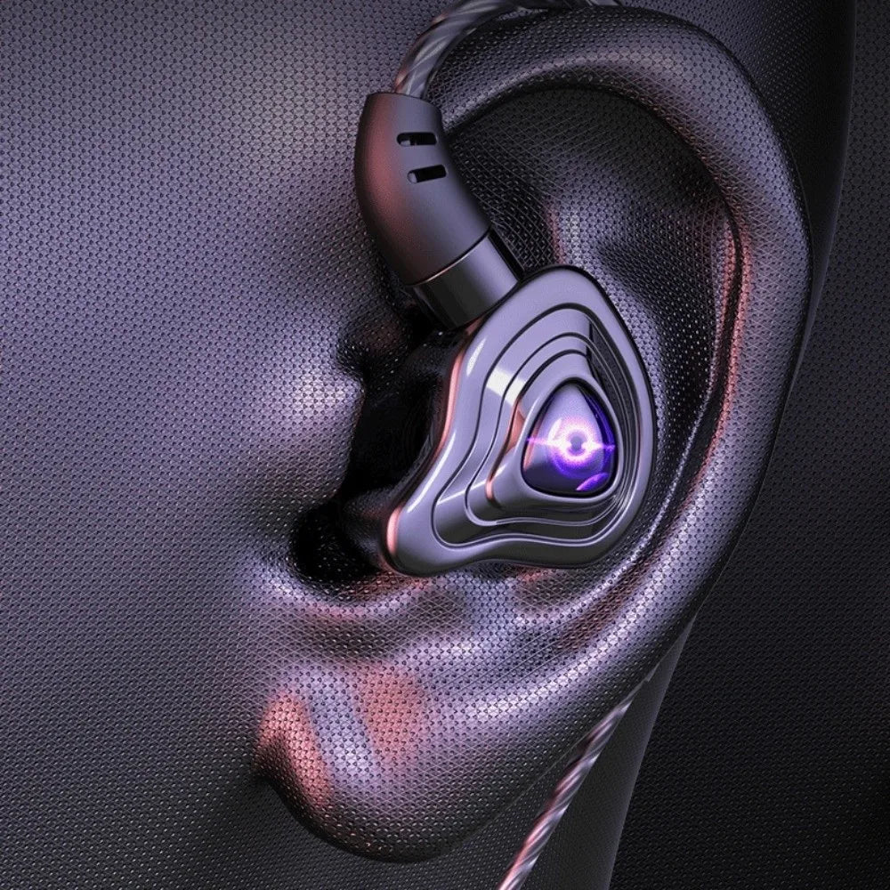 Music Earphones 3.5mm Esports Wired Earphone Elbow HiFi Stereo in Ear Earphones Microphone Surround Bass Wired Headset Running