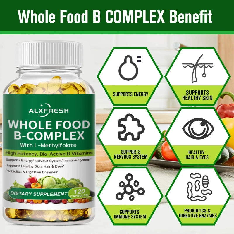 Vitamin B Complex Capsules Promote Energy Metabolism Relieve Fatigue Improve Memory Mood Anxiety Improve Skin Hair  Nail Health