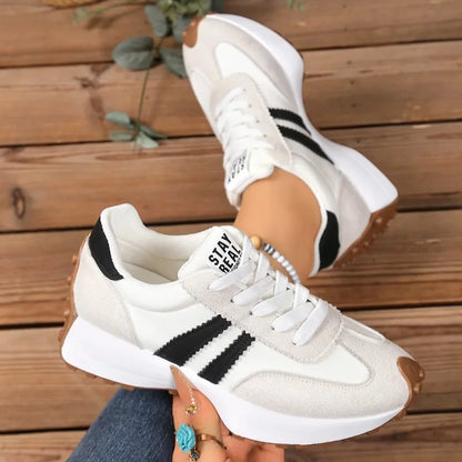 White Women's Sneaker Casual Shoes New Autumn Ladies Patchwork Running Shoes Popular Comfortable Breathable Female Footwear 2025