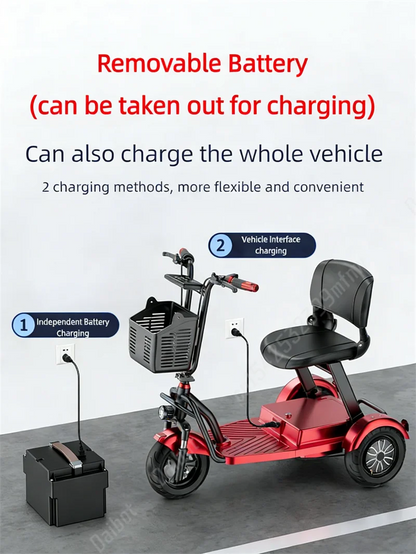 Lightweight Mobility Scooter Tricycle Foldable For Elders With Removable Battery/Anti Theft Family Electric Scooter For Seniors
