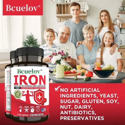 Iron Supplements - Help Maintain A Healthy Immune System and Brain Health, Boost Energy Levels and Fight Fatigue, Relieve Anemia