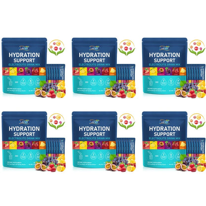 Lenm Electrolyte Drink Mix Powder with 7 Electrolytes and 5 Vitamins, Sugar-Free Vegan Travel Hydration Support 24 Sticks