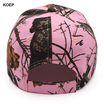 KOEP Oak Tree Pink Camo Hunting Fishing Baseball Caps Camouflage Hats Suitable For Women's Outdoor Sports