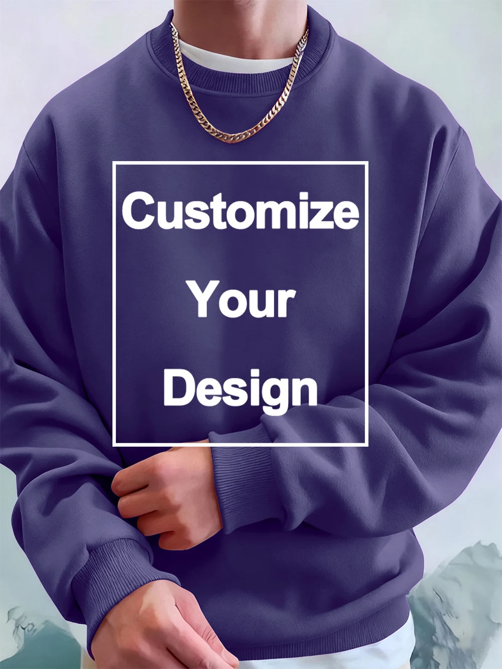 Winter Custom Mens Sweatshirts Crewneck Hoodies DIY Logo/Graphic Tops Street Fleece Warm Loose Pullovers Casual Men's Clothes
