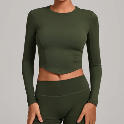 Gym Workout Top Women's Winter Tight-Fitting Long-Sleeved Yoga Sports Fitness Clothes Pilates Running Sports Long-Sleeved Tops