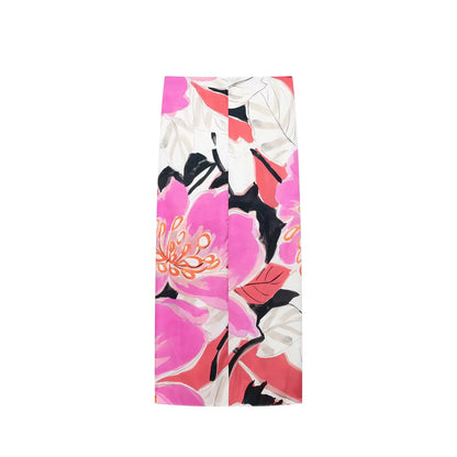 KLKXMYT Women Set Fashion Satin Printed Ruched Tops+High Waist Elegant Midi Skirt Casual 2026 Spring Summer Woman Outfit