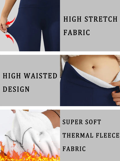 Winter High Waisted Fleece-Lined Leggings For Women Thick Soft Tummy Control Workout Running Yoga Thermal Warm Pants For Cold Wi