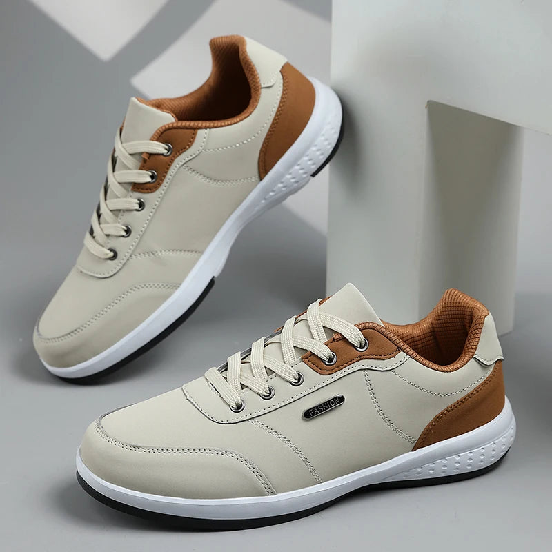 2026 New Walking Sports Shoes Leather Waterproof Casual Sports Shoes Non-slip Shock Absorption Running Shoes Men's Tennis Shoes
