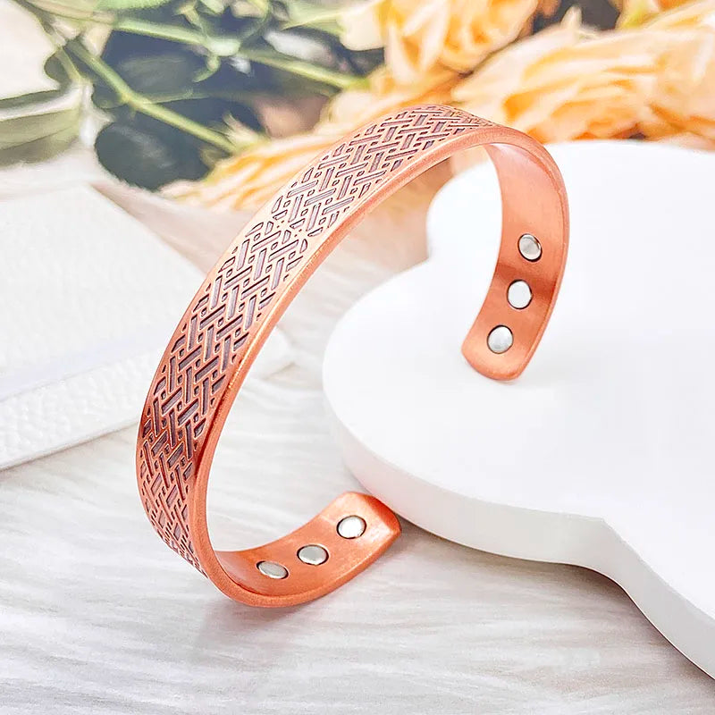 Vintage Pure Copper Magnetic Bracelet Unisex Adjustable Cuff Bangles Perfect for Everyday Wearwith Recommend Jewelry Gift