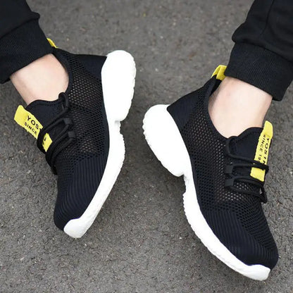 Summer Mesh Safety Shoes Breathable Lightweight Black Iron Toe Work Shoes Anti-slip Sports Safety Work Sneakers for Men Women