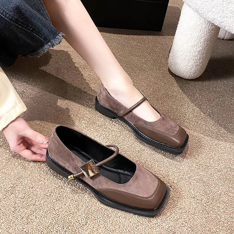 Women's Single Shoes 2026 New Style Low Heel Square Toe Mary Jane Women's Retro Large Size Shoes Designer Sneakers for Women