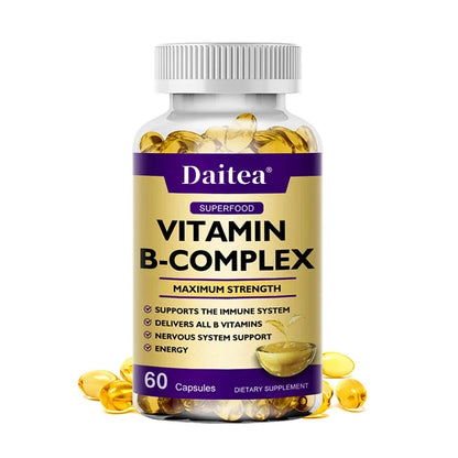 Vitamin B Complex - Immune Support Supplement, Promotes Brain Health and Nervous System, Boosts Energy and Improves Alertness