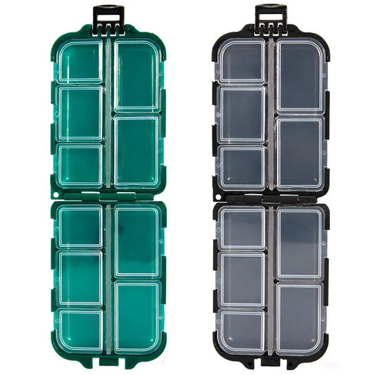 Fishing Tackle Box 10 Compartment Lure Hook Storage Case Double Sided Fishing Tool Organizer Multifunctional Bait Containe
