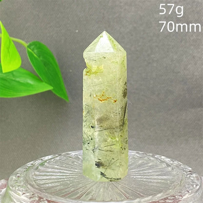 1PC Natural Green Grape Black Hair Crystal Tower Crystal Obelisk for Meditation Chakra Home Decor Magic Gemstone