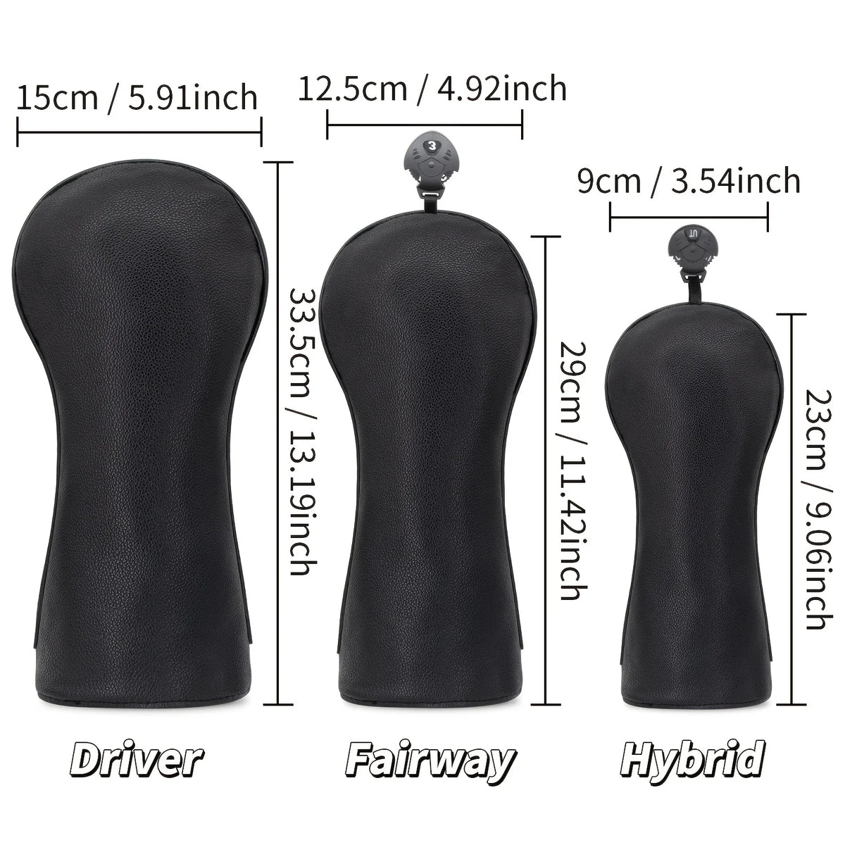 Protective And Stylish Head Covers for Golf Clubs, Suitable for 1 Wood, 3/5 Wood, And Utility Wood. These Durable Covers
