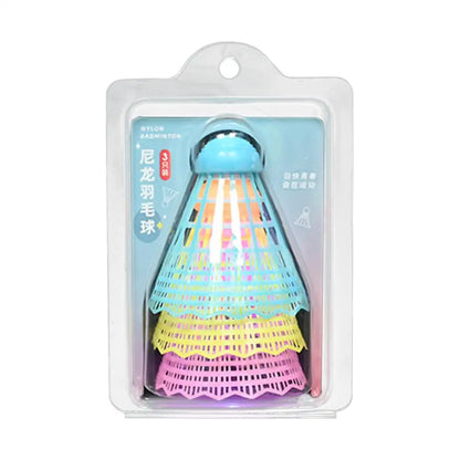 3pcs LED Badminton Shuttlecocks Colorful Lights Nylon Badminton Balls Beginner-Friendly Sports Training Light-Up Shuttlecocks