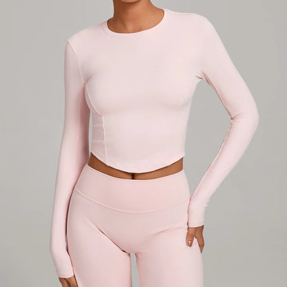 Gym Workout Top Women's Winter Tight-Fitting Long-Sleeved Yoga Sports Fitness Clothes Pilates Running Sports Long-Sleeved Tops