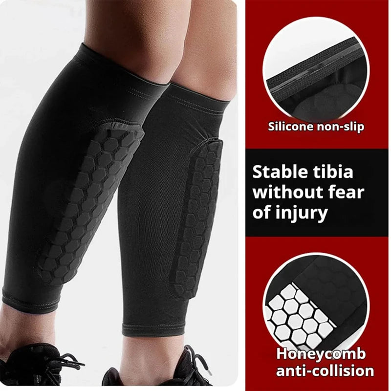 1Pcs Football Shin Guard Socks Sleeves with Foam Calf Compression Sleeve Honeycomb Pads Sports Legging Soccer Equipment