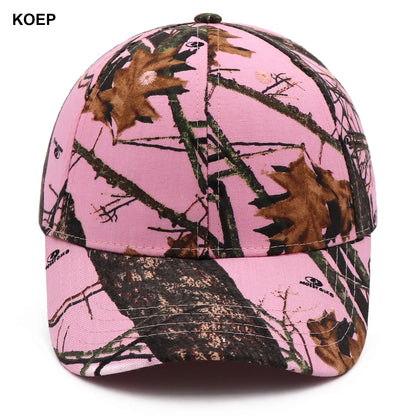 KOEP Oak Tree Pink Camo Hunting Fishing Baseball Caps Camouflage Hats Suitable For Women's Outdoor Sports