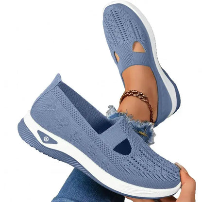 Woman Summer Breathable Mesh Flat Shoes Women Knitted Loafers Elderly Women's Shoes Mom Sneakers Middle-aged Women Casual Shoes