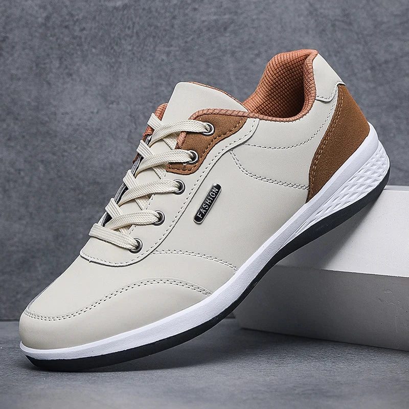 2026 New Walking Sports Shoes Leather Waterproof Casual Sports Shoes Non-slip Shock Absorption Running Shoes Men's Tennis Shoes