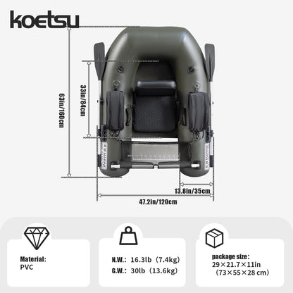 KOETSU Excellent Inflatable Bass Boat - Perfect for Lure Casting & Freshwater Fishing Lightweight Inflatable Lure Craft