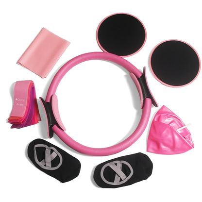 Pilates Ring Set Exercise Equipment with Exercise Bands Resistance Bands Set, Pilates Ball, Sliding Disks Workout Equipment