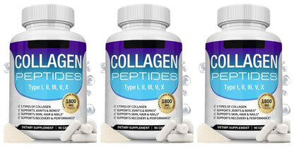 Collagen Peptides Capsules with 5 Types of Collagen for Joints, Bones, Skin, Hair & Nails Wellness Support, Adults, 90 Capsules