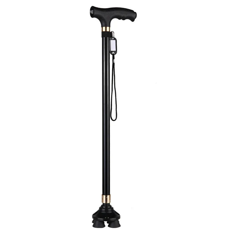 LED Light Walking Stick for Elderly - Adjustable Aluminum Alloy Crutch with Non-Slip Rubber Base for Seniors/Men/Disabled