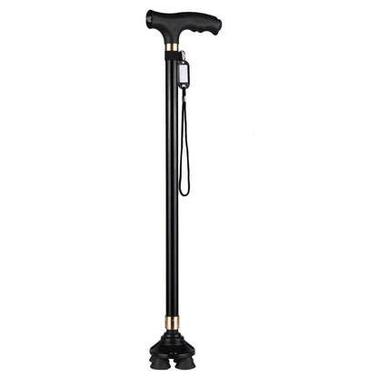 LED Light Walking Stick for Elderly - Adjustable Aluminum Alloy Crutch with Non-Slip Rubber Base for Seniors/Men/Disabled