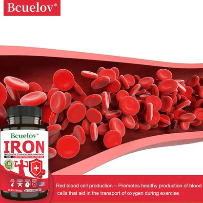 Iron Supplements - Help Maintain A Healthy Immune System and Brain Health, Boost Energy Levels and Fight Fatigue, Relieve Anemia